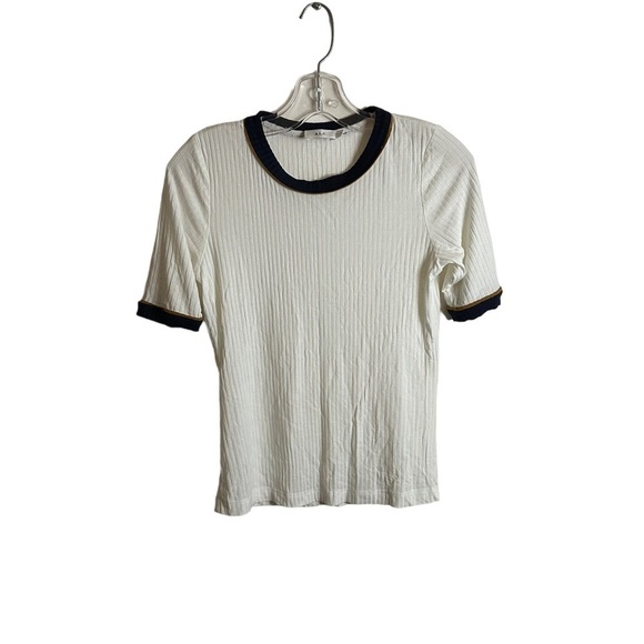 ALC white ribbed  ringer tee size L - Picture 2 of 5